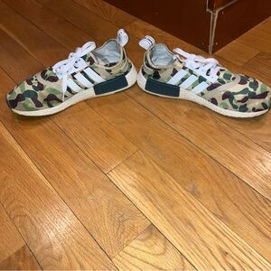 Adidas NMD R1 Bape BA7326 Olive Camo Running Shoes Sneakers Lace up Men's 10 US